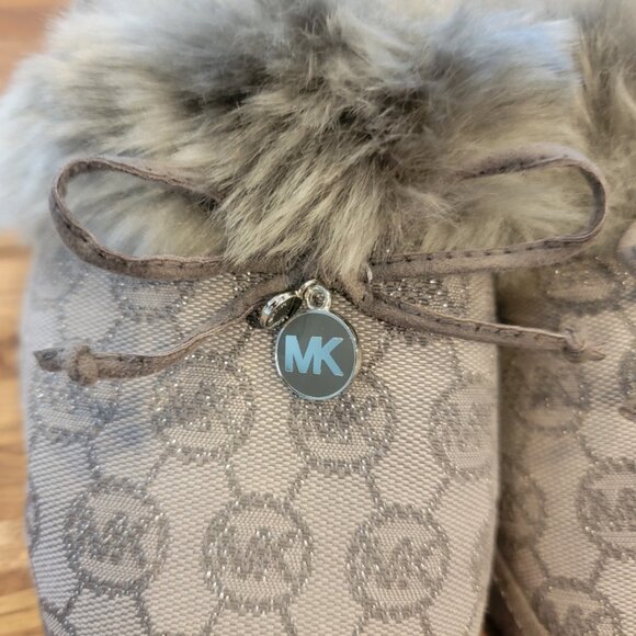 Michael Kors Zayden Slipper Slate Gray Monogram Jacquard Flat Slippers - Picture 4 of 10